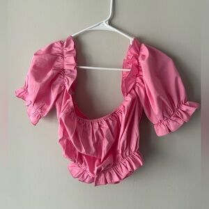 Pink Ruffled off the shoulder Women's Top